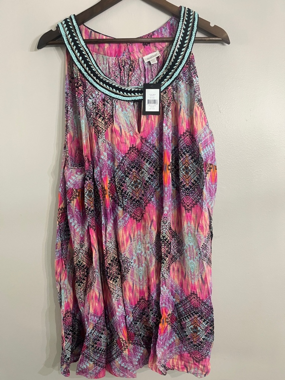 Avenue Pink & Aqua Embellished Tunic